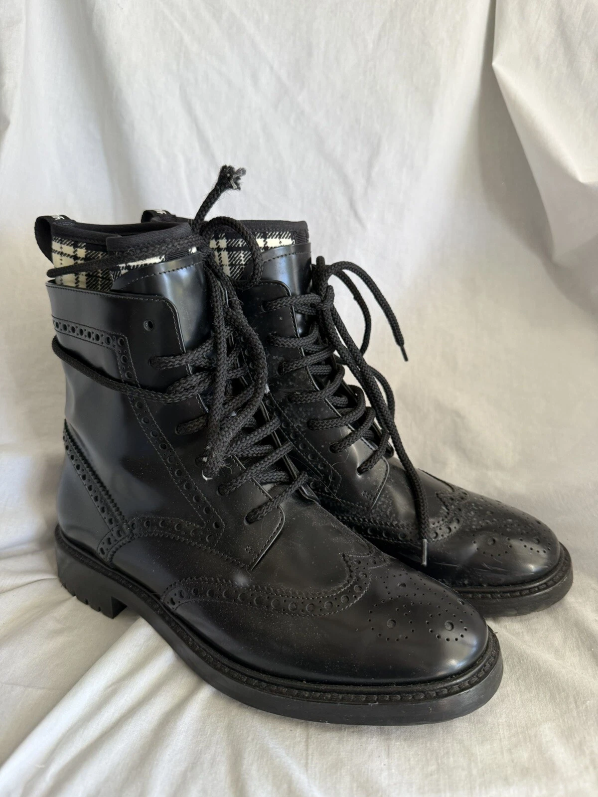 Christian Dior Bottes Femme Tartan Commande D Noir 7,5
