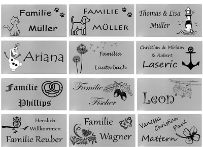 ID Türschild mit Bildern und Gravur nach Wunsch Namensschild Edelstahl 5 Größen