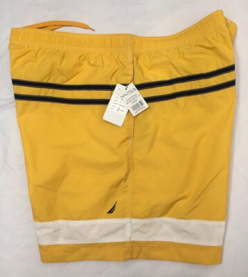 Nautica Swim Trunks Men's Size XXL Yellow Mesh Lined Pockets 2XL Swimwear  NWT