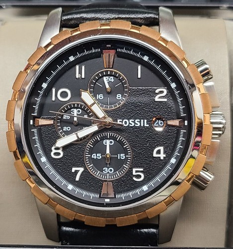Dean Chronograph Black Leather Watch 