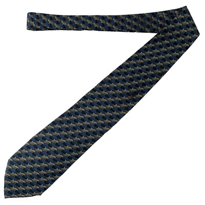 Krawatte zum Krawatten an die Natur Delfin gemustert Meer Motiv 100 % Seide 3,5 x 60