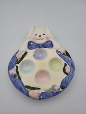 Vtg Hand-Painted Easter Bunny Ceramic Deviled...