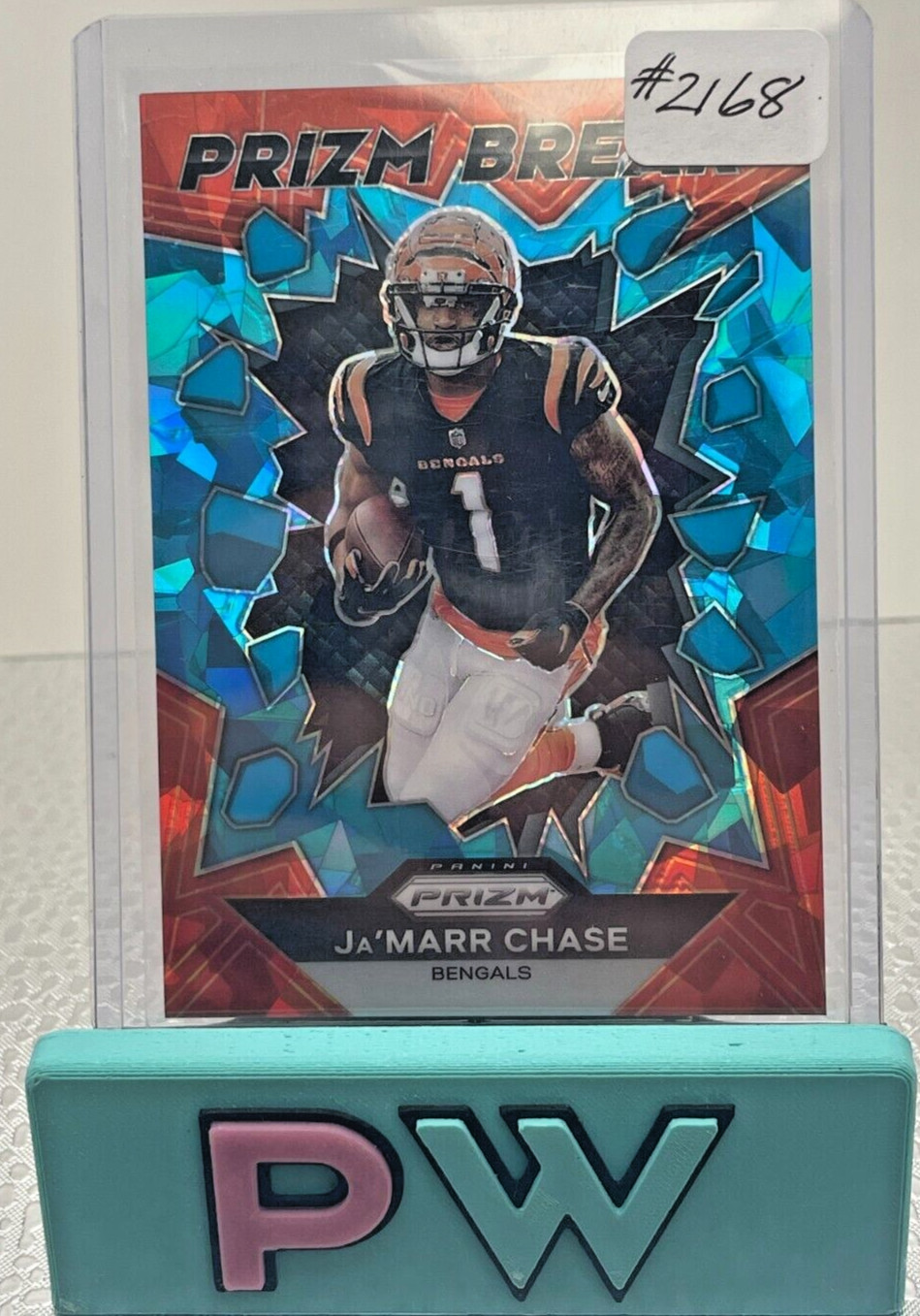 JA'MARR CHASE 2023 PANINI PRIZM BLUE ICE PRIZM BREAK /99