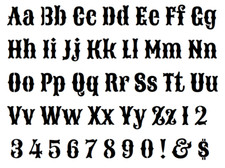 Stencil Letters Sancreek 1" Caps  Lower Case  Numbers  Symbols Template