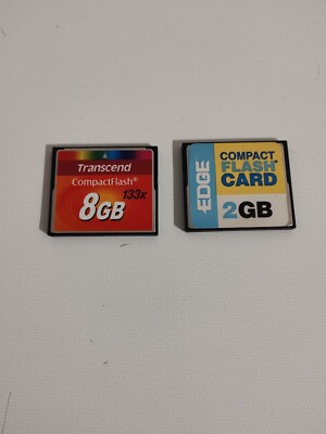 Lot of 2 Transcend 8GB CompactFlash 133X High Speed/EDGE 2GB Memory Cards