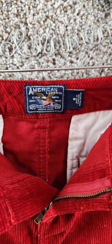 American Living Red Corduroy Straight Skirt 100% Cotton Pockets Women's Size 8 - Picture 2 of 10
