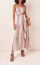 Zimmermann Bellitude Cut Out Midi Dress Snake Linen Designer Rare AU 10 US 6