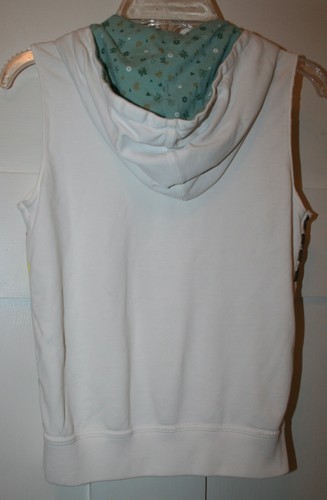 Girl's Vest Jacket Floral Full Zip-Up Hoodie White Size 7/8 - Picture 7 of 9