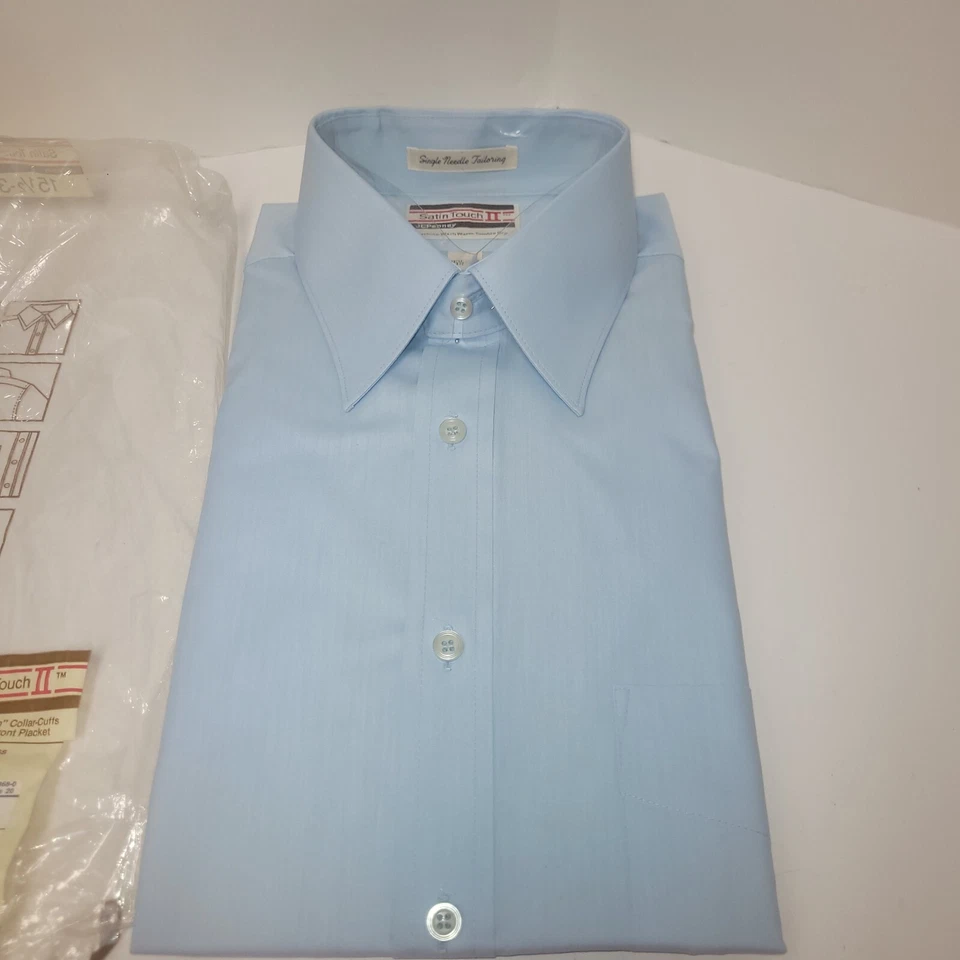 Camisa de vestir JC Penny Satin Touch II talla 15,5 34 manga larga azul claro  Foto 3 de 4