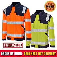Dickies Hi-Vis Bomber Jacket for Road & Rail Tough Warm Hi Viz Yellow or Orange