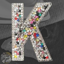 Letter K Multicolor Rhinestone Iron On Patch Applique Embellishment