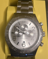 invicta men 50mm silver stainless steel quart...
