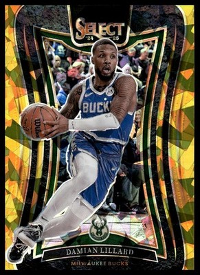 Damian Lillard 🔴 2024-25 Panini Select #330 Gold Cracked Ice Prizm #/10