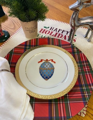 Royal Gallery Gold Buffet Blue Faberge Egg Ornament Salad Dessert Plate Easter - Picture 7 of 8