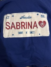 2025 Sabrina Carpenter Short N Sweet Large License Plate Hoodie Austin ACL Blue