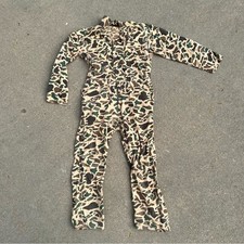 Vintage Hunter’s Choice Cotton Tan Frog Camo Coveralls Jumpsuit MEDIUM