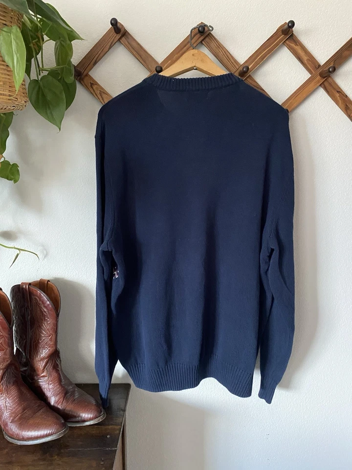 Suéter Pullover Dockers Vintage Años 90 Talla XXL Tejido Fair Isle Moose Nórdico Azul Marino Foto 4 de 4