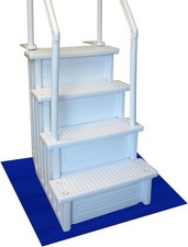 Stay-Put Swimming Pool Ladder Mat - Non-Slip, Wide Ribbed, Protective Pad, 36 In