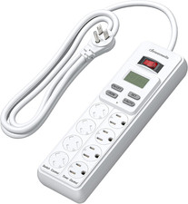 8-Outlet Power Strip with Timer 4 Timed/ 4 Always On , Digital Timer Outlet for