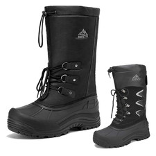 Men's Waterproof Snow Boots Insulated Fur Liner Mid Calf Winter Warm Boots
