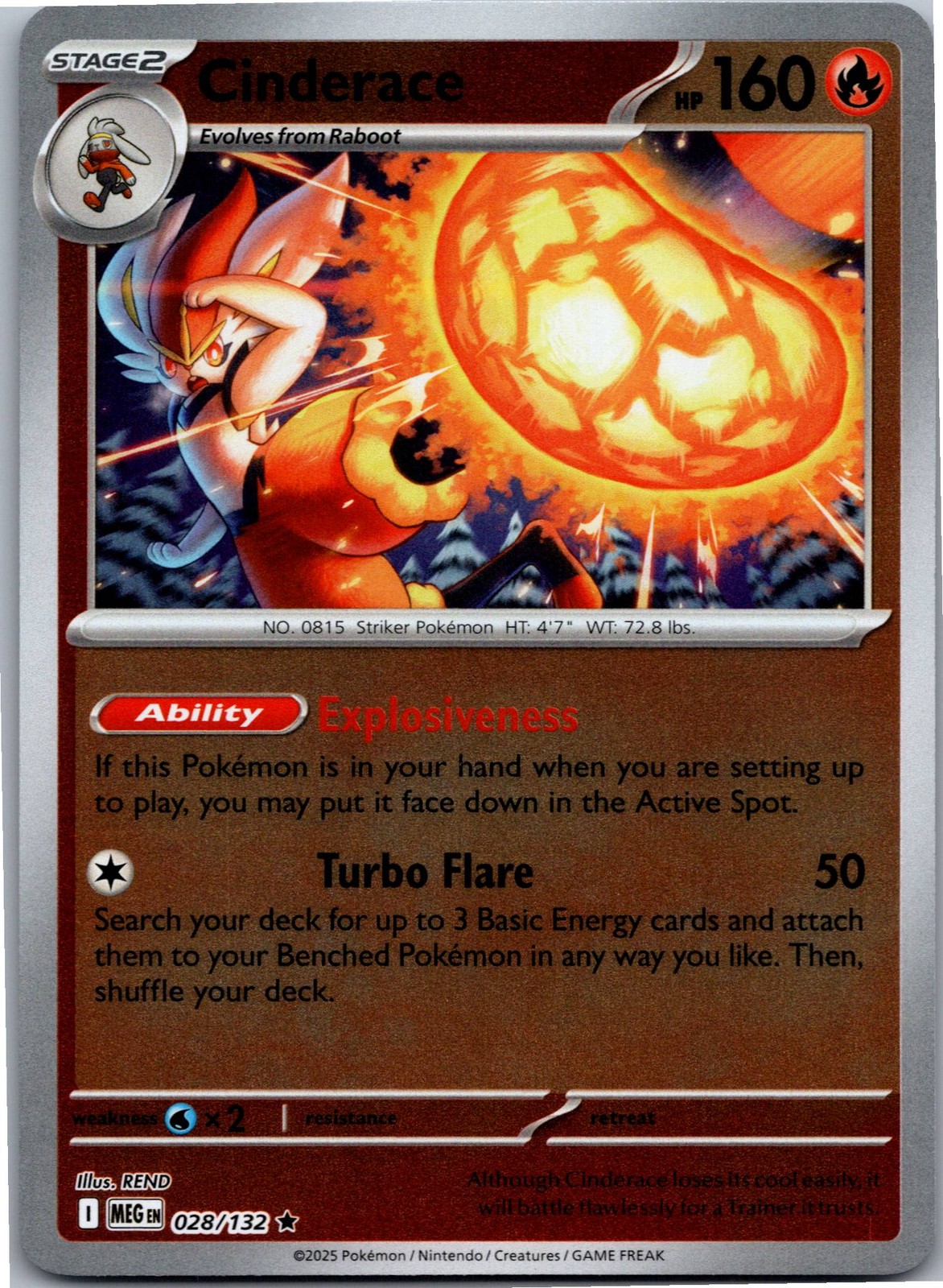 Cinderace - ME01: Mega Evolution 028/132 - Rare - Reverse Holo