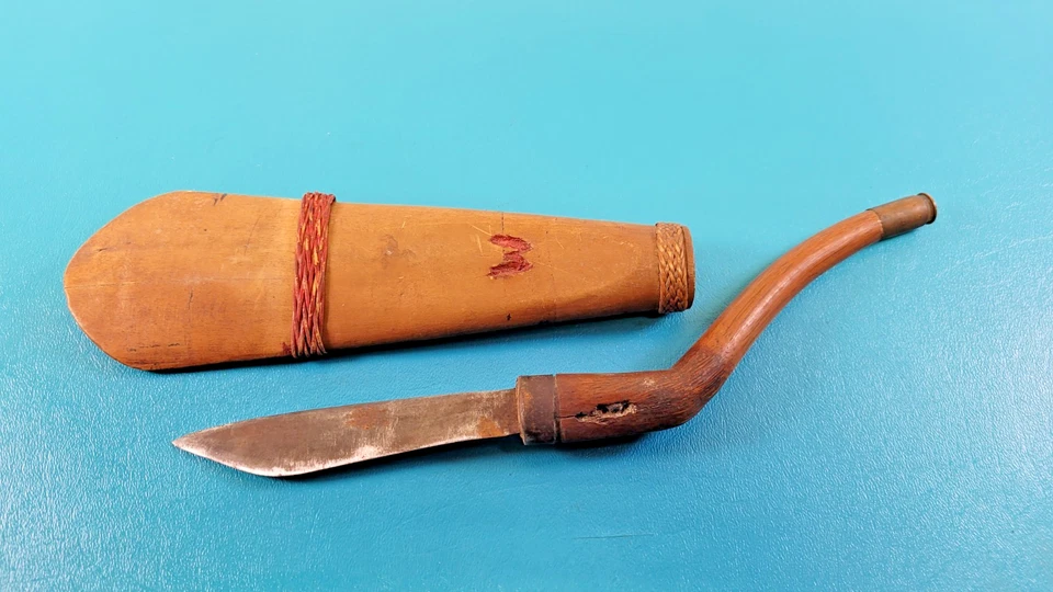 Adaga de faca estilo guerra sudeste asiático Filipinas Indonésia + bainha de remo - Imagem 4 de 4