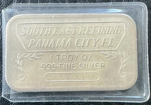 1 oz .999 Fine Silver Bar vintage Southeast Refining Panama City FL