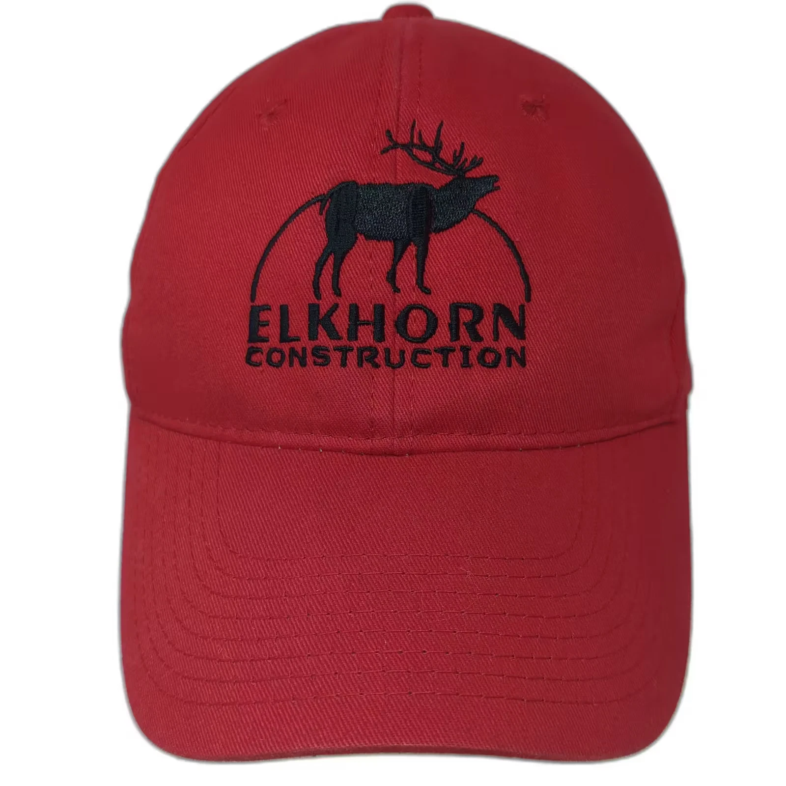 Outdoor Cap Baseball Cap Red Black OS Elkhorn Construction Hat Adjustable Logo