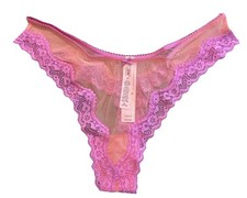 NWT- Victoria  s Secret Tease-Mesh Lace Trim- High Leg Panty- CORAL- MED - 16.95