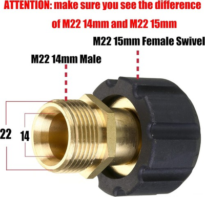 #ad Pressure Washer Adapter M22 15Mm Female Thread to M22 14Mm Male Fitting 4500PSI $16.47