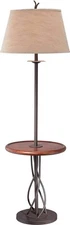 Franklin Iron Works Rustic Farmhouse Country Cottage Floor Lamp with Tray End