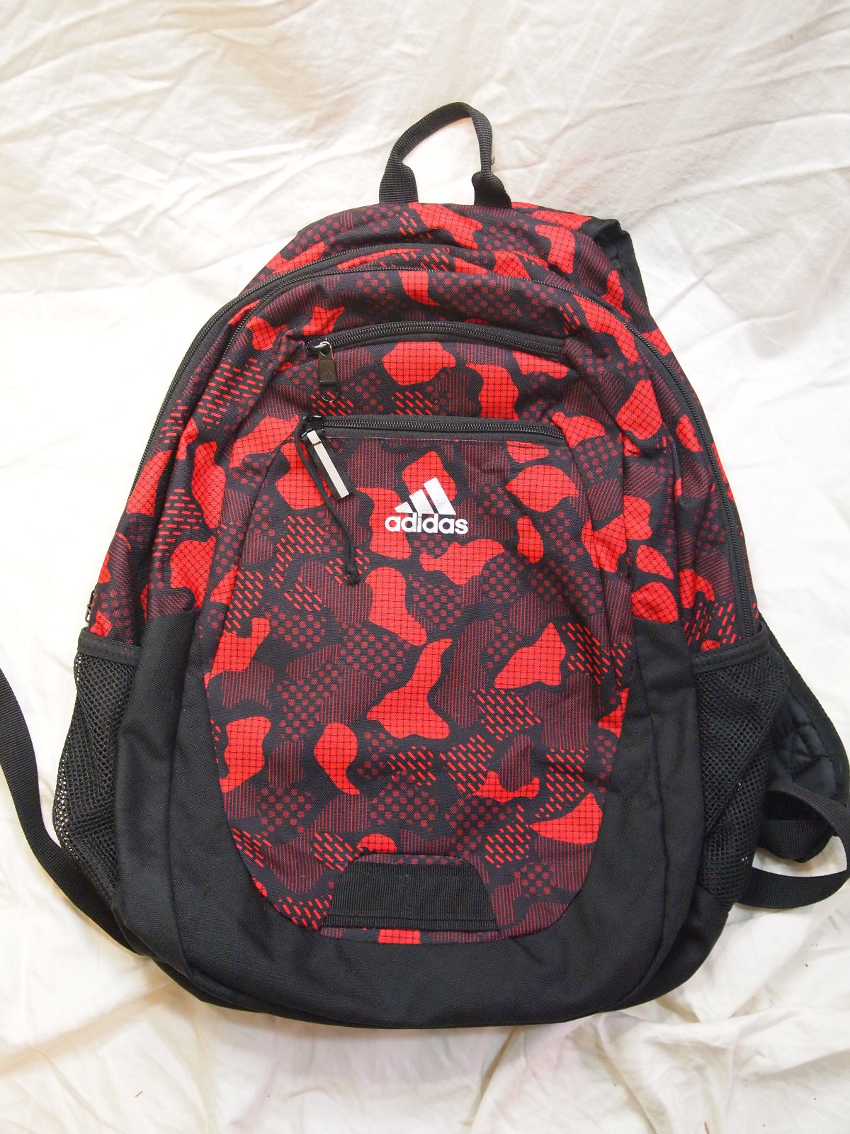 Adidas Red And Black Camo Fundare Backpack EUC