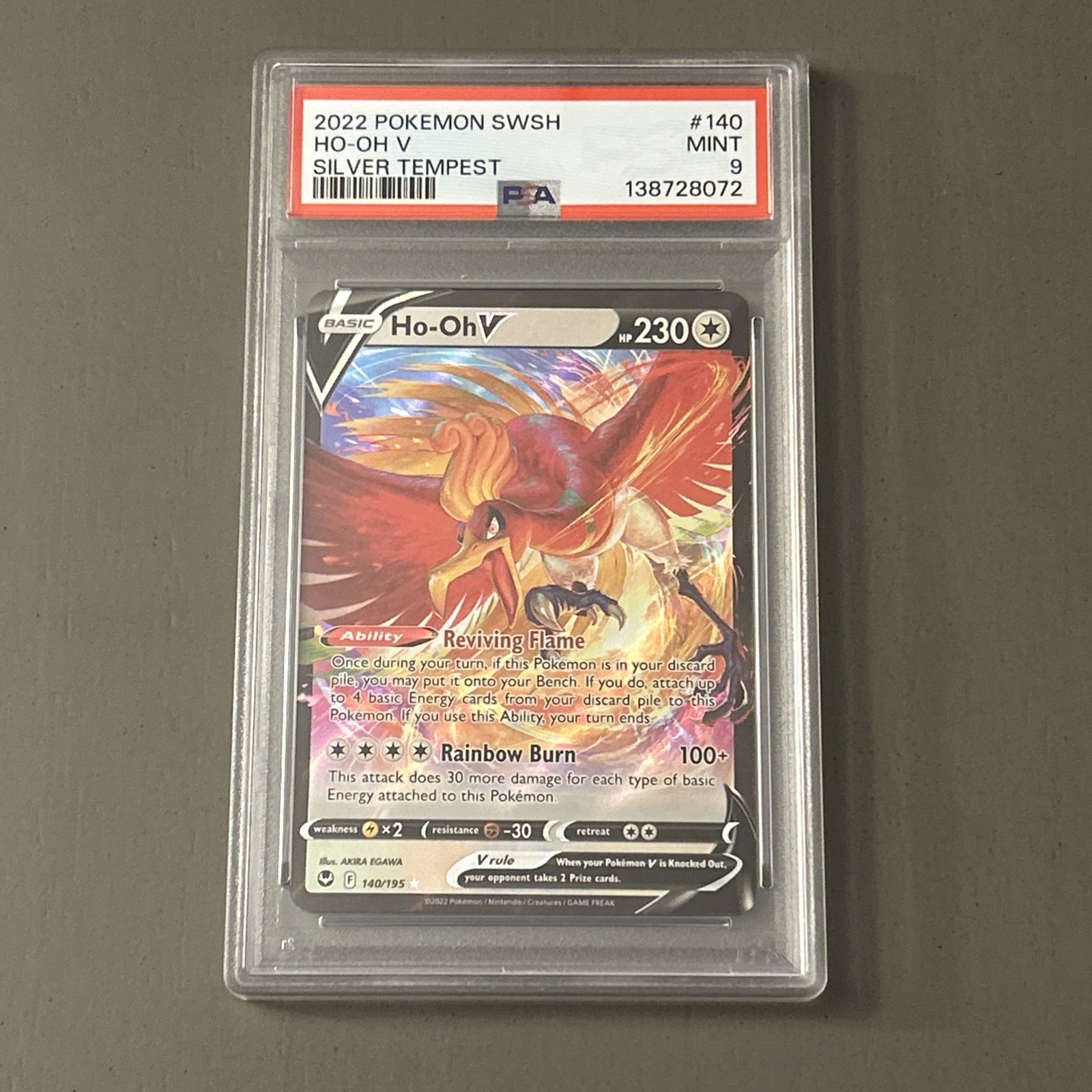 Pokemon TCG: Ho-Oh V 140/195 Swsh12: Sword & Shield - Silver Tempest Holo PSA 9