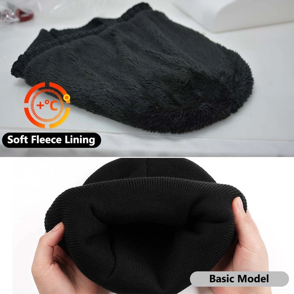 Unisex Warm Winter Knit Beanie Hat with LED Light USB Rechargeable Headlamp Cap - Image 3 of 4
