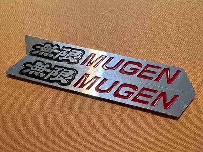 2X JDM NEW Mugen Aluminum Spoiler Emblem Badge Left & Right (Black+Red)