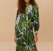 Farm Rio Blue Amazonia Forest Viscose Midi Dress Size  M NEW NWT