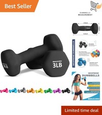 Home Gym Dumbbell Set Cast Iron Neoprene 3lb Non-Slip Grip Yoga Pilates