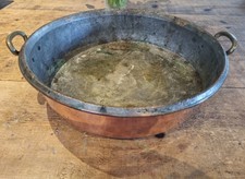 Antique Copper Jam Preserves Large 44cm Cooking Pot Pan Cauldron w/ Handles