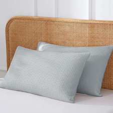 100 Cotton Waffle Weave Pillow Shams Standard Set of 2,600 TC Egyptian Cotton