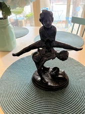 Vintage ALFRED BARYE Leapfrog Bronze Sculpture Statue