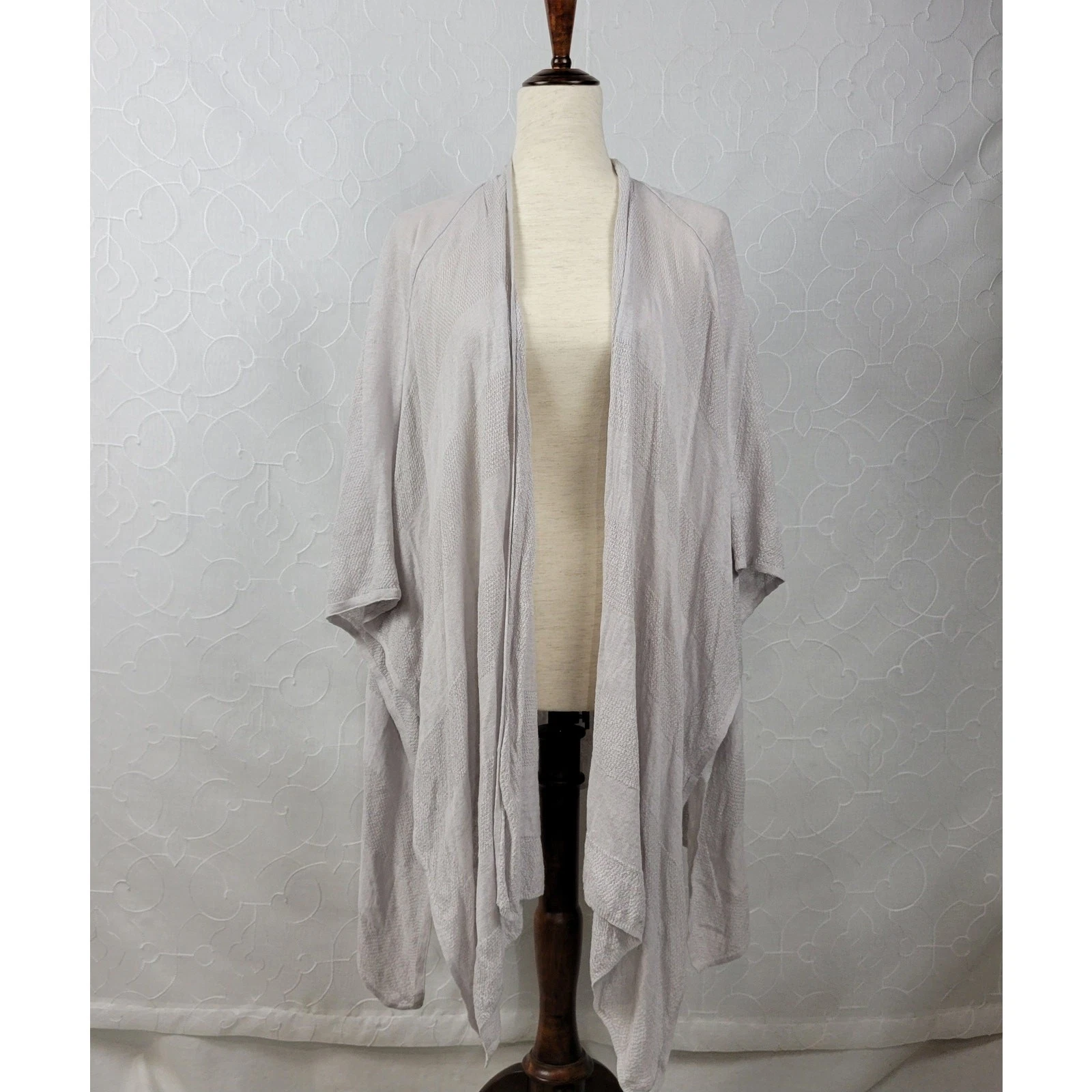Artisan NY Womens Organic Linen Poncho One Size Gray Lightweight Shrug Cardigan