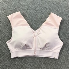 Tommie Copper Sports Bra Womens Large Light Pink Zip Front Copper Znergy Support