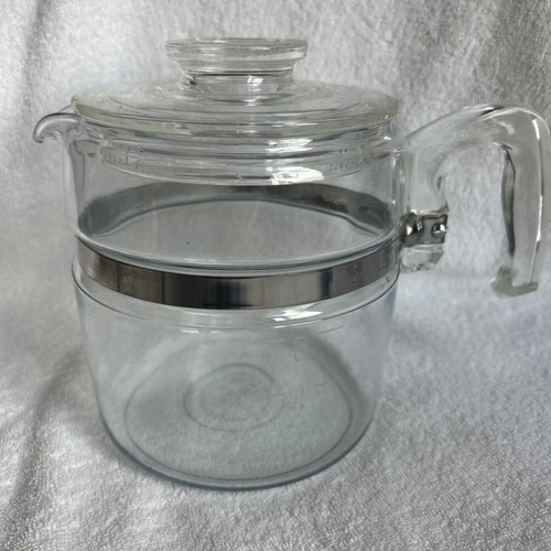 Vintage Pyrex Flameware Glass Percolator Coffee Pot, 7756-B 6 Cups Pot And Lid