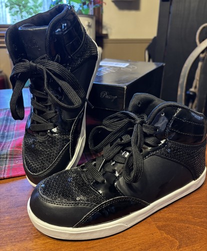 Gia Mia Dance Hip Hop Sneakers Shoes Black sz 8 Women’s Leather Sequin
