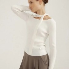 Lucirzu Neck Tie Knit, Ivory Color, Women  s Accessory, Pre-Owned Official