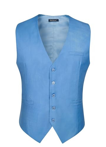 Traje Chaleco Hombre Negocios Formal Vestido Chaleco Color Sólido Grande Azul-b2 - Imagen 6 de 6