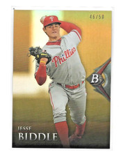 2014 BOWMAN PLATINUM  GOLD REFRACTOR SSP #/50 SET BREAK JESSE BIDDLE