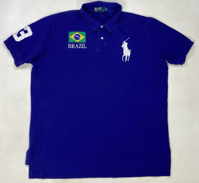 Polo Ralph Lauren Brazil Rugby Polo Shirt Men XL Blue Big Pony 3