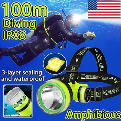 Super Bright 100m Diving Head Flashlight Rechargeable Waterproof Diving Torch