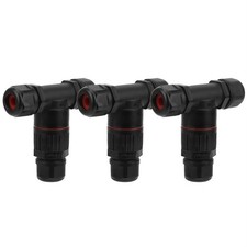 3X IP68 Waterproof Connector Electrical Cable 3 Way T Shape Outdoor Industrial